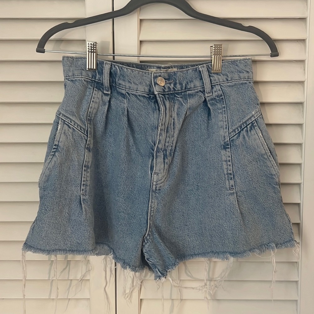 Free People pleated cutoff Jean shorts
